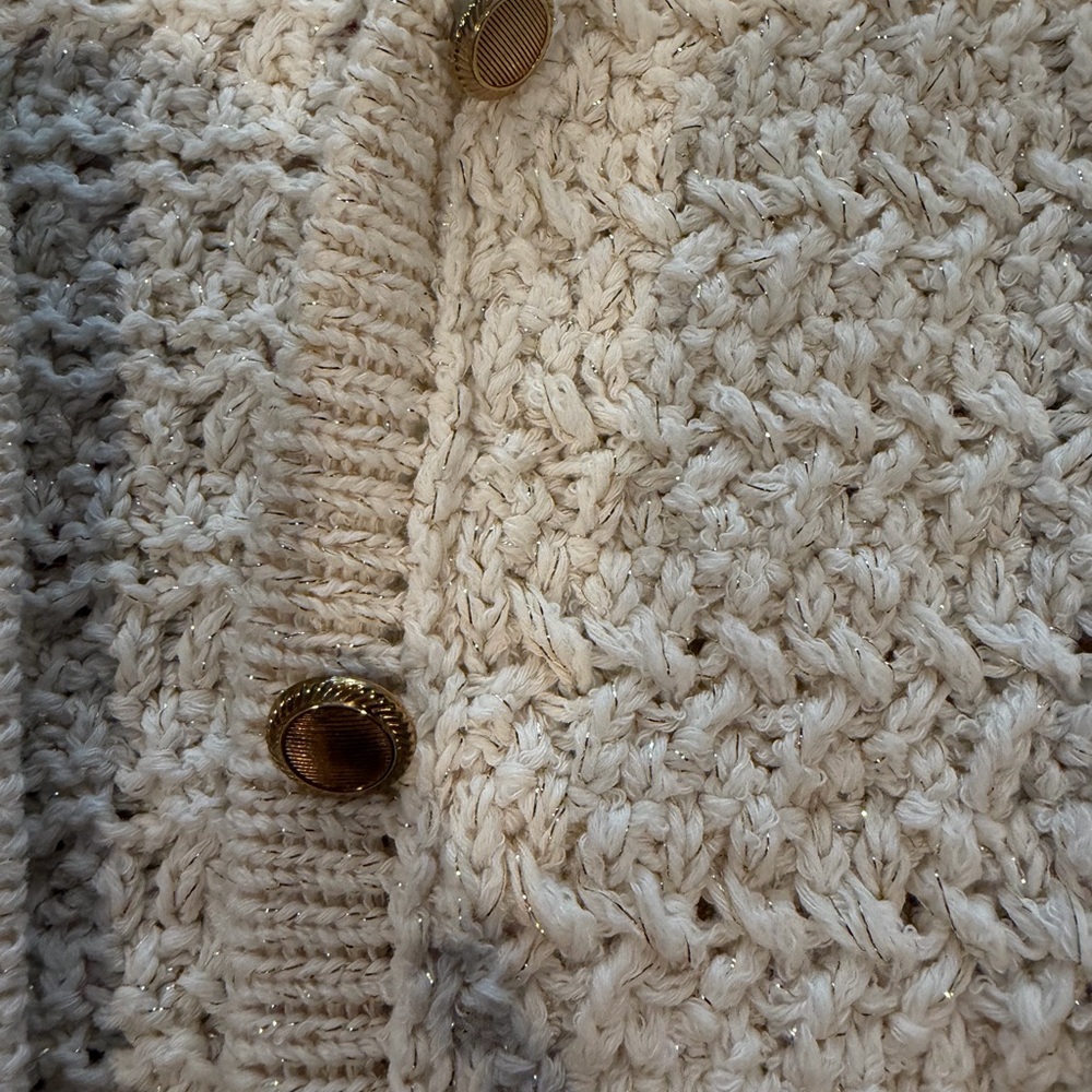 Cream Textured Button Front Cardigan - Picture 2 of 4